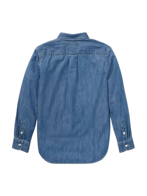 Camicia da bambino in denim di puro cotone, colore blu scuro. POLO RALPH LAUREN | 323713843001